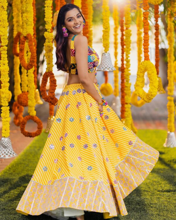 Bright Yellow Bandhani Lehenga Choli